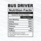 Bus Driver Nutrition Facts Editable Vector T-shirt Design in Ai Svg Files