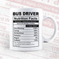 Bus Driver Nutrition Facts Editable Vector T-shirt Design in Ai Svg Files