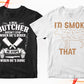 a real butcher doesn't stop when he's retired he stops when he's done, i'd smoke that, butcher shirt, butcher t shirt, butcher clothes, butcher apparel