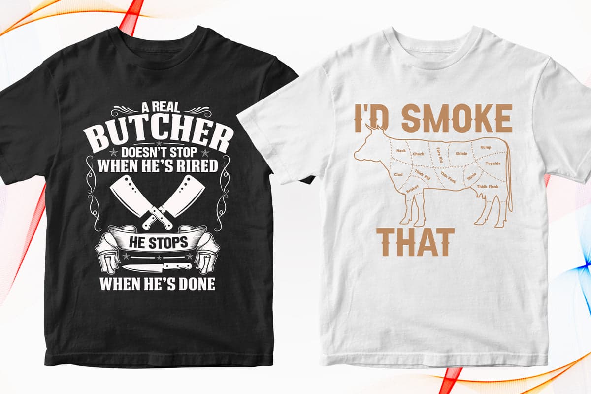 a real butcher doesn't stop when he's retired he stops when he's done, i'd smoke that, butcher shirt, butcher t shirt, butcher clothes, butcher apparel