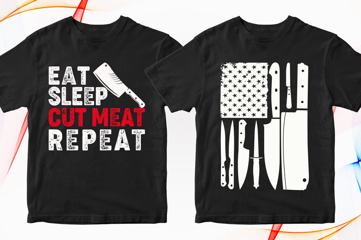 eat sleep cut meat repeat, knives, butcher shirt, butcher t shirt, butcher clothes, butcher apparel