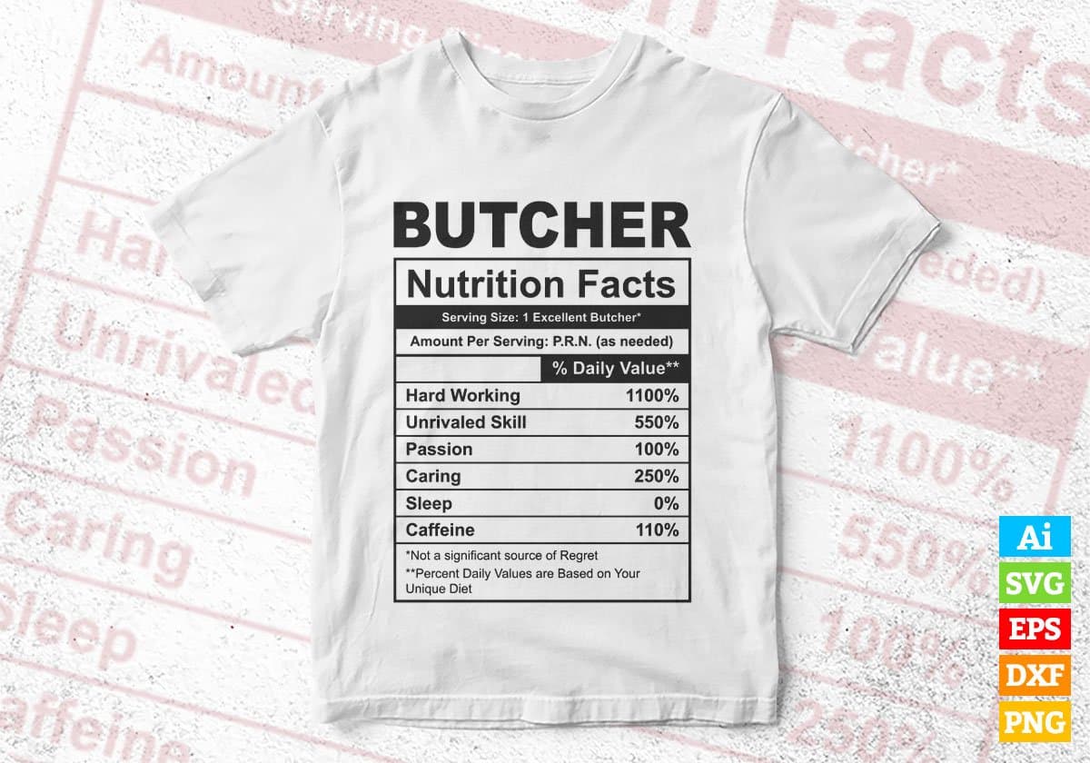 Butcher Nutrition Facts Editable Vector T-shirt Design in Ai Svg Files