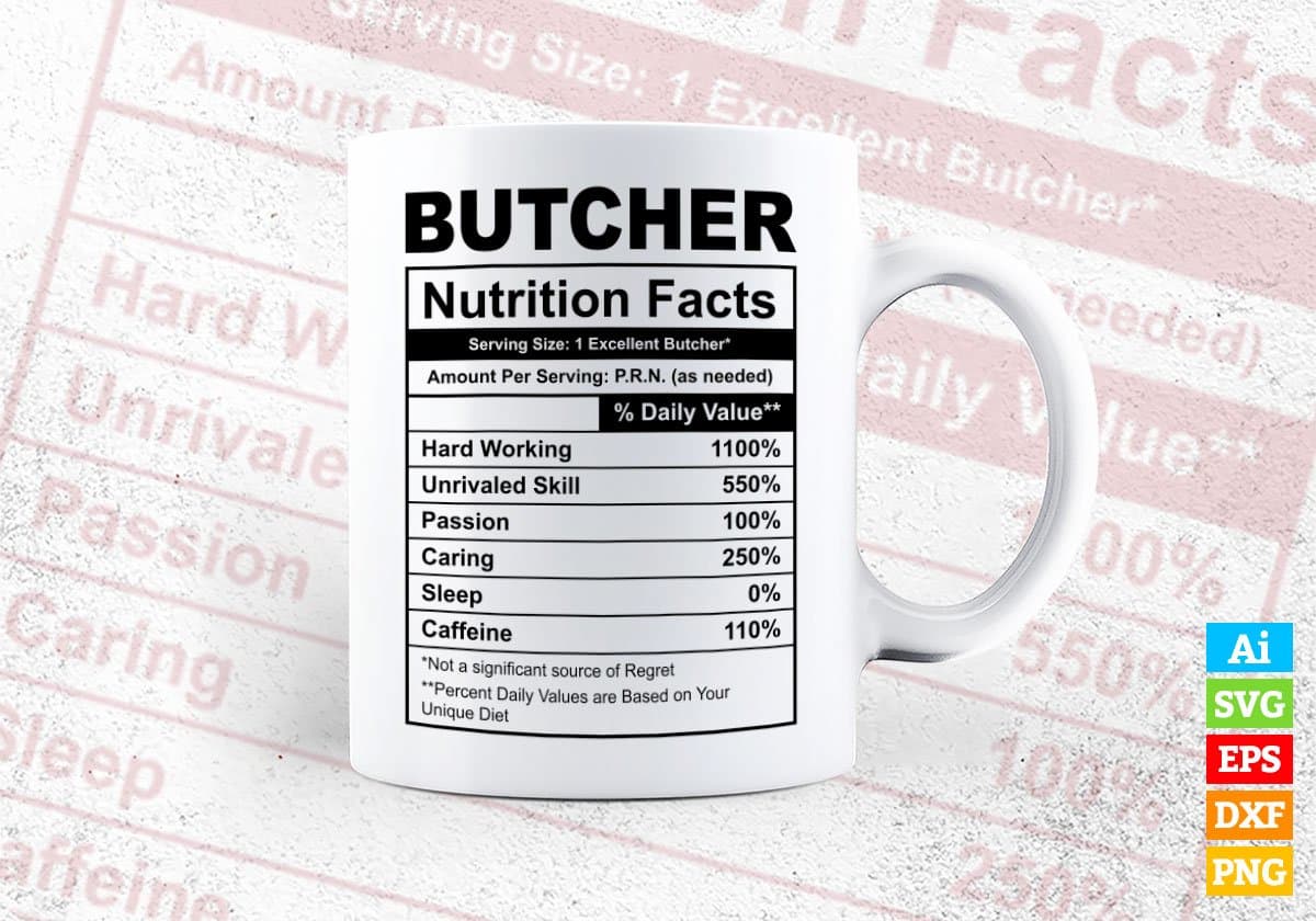 Butcher Nutrition Facts Editable Vector T-shirt Design in Ai Svg Files
