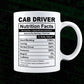 Cab Driver Nutrition Facts Editable Vector T-shirt Design in Ai Svg Files