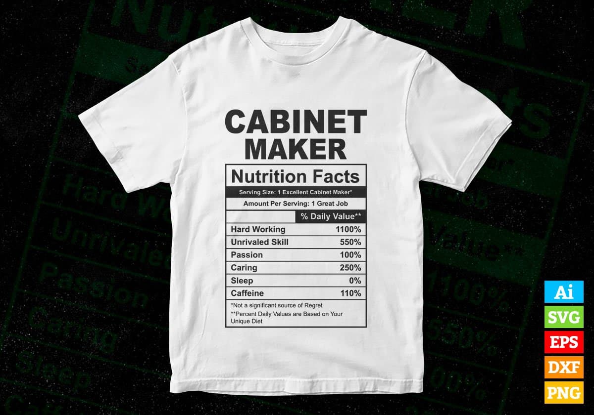 Cabinet Maker Nutrition Facts Editable Vector T-shirt Design in Ai Svg Files