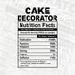 Cake Decorator Nutrition Facts Editable Vector T-shirt Design in Ai Svg Files