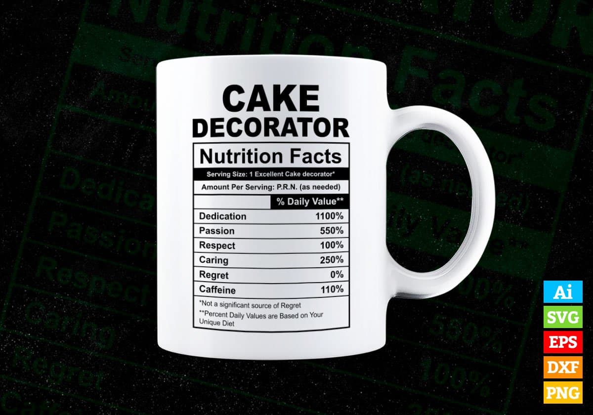 Cake Decorator Nutrition Facts Editable Vector T-shirt Design in Ai Svg Files