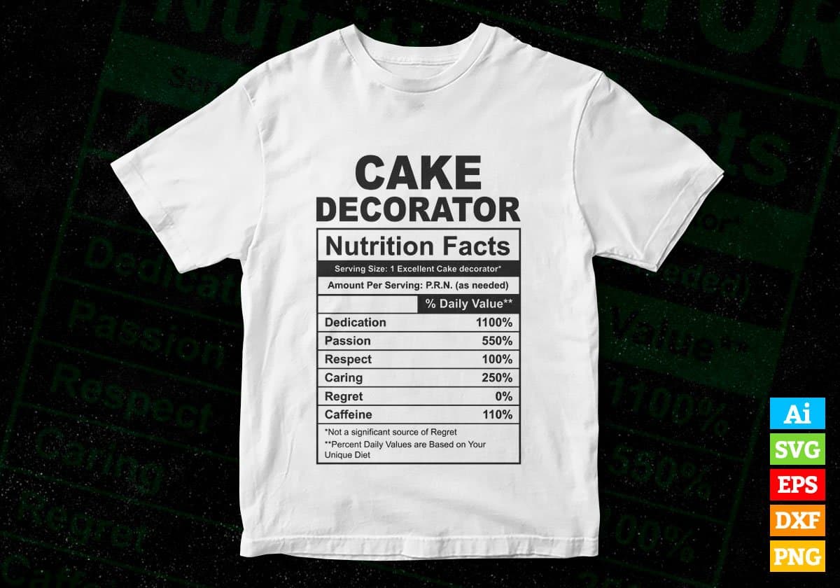 Cake Decorator Nutrition Facts Editable Vector T-shirt Design in Ai Svg Files
