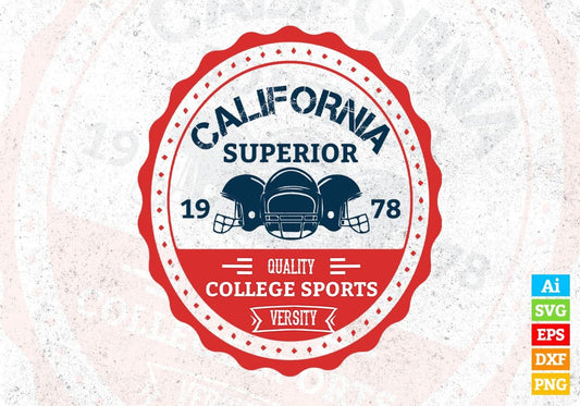 California Superior 1978 Quality College Sports American Football Editable T shirt Design Svg Cutting Printable Files