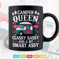 Camper Queen Classy Sassy Smart Funny Women Girls Camping Svg T shirt Design.