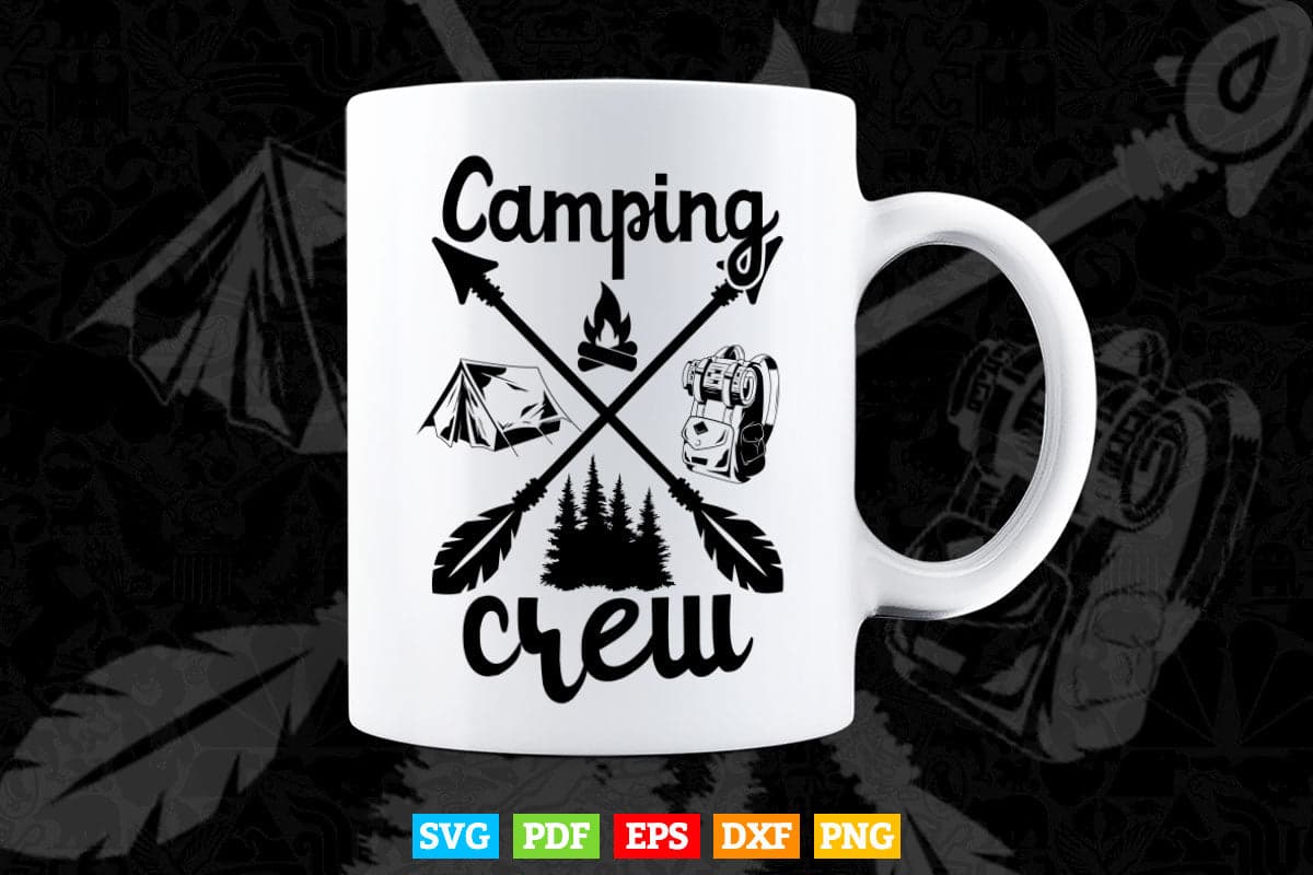Camping Crew Matching Family Happy Camper Svg T shirt Design.