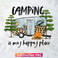 Camping is My Happy Place Outdoors Leopard Camo Adventure T shirt Design Png Sublimation Printable Files