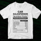 Car Salesperson Nutrition Facts Editable Vector T-shirt Design in Ai Svg Files