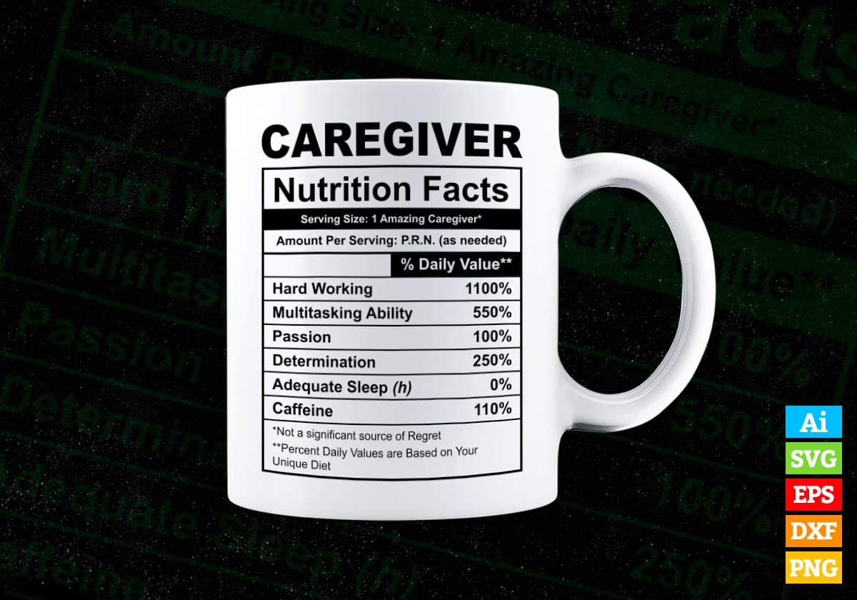 Caregiver Nutrition Facts Editable Vector T-shirt Design in Ai Svg Files