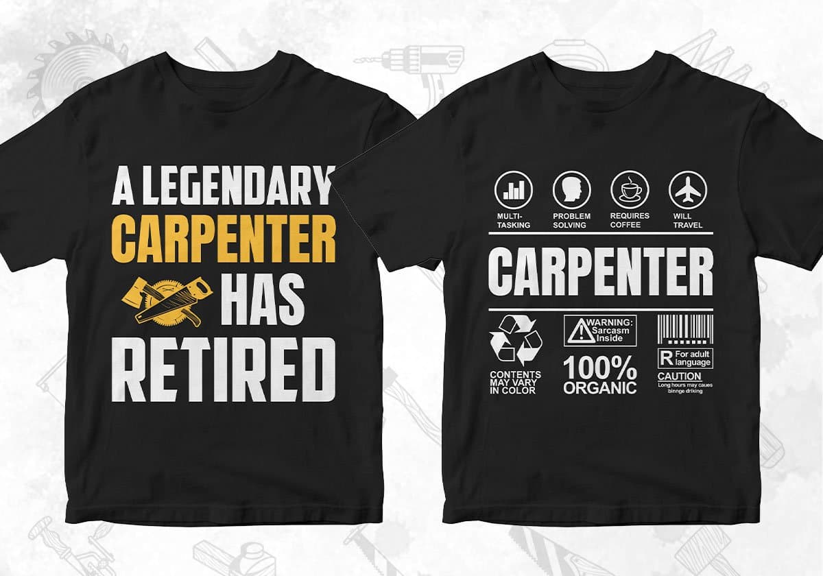 Carpenter 25 Editable T-shirt Designs Bundle