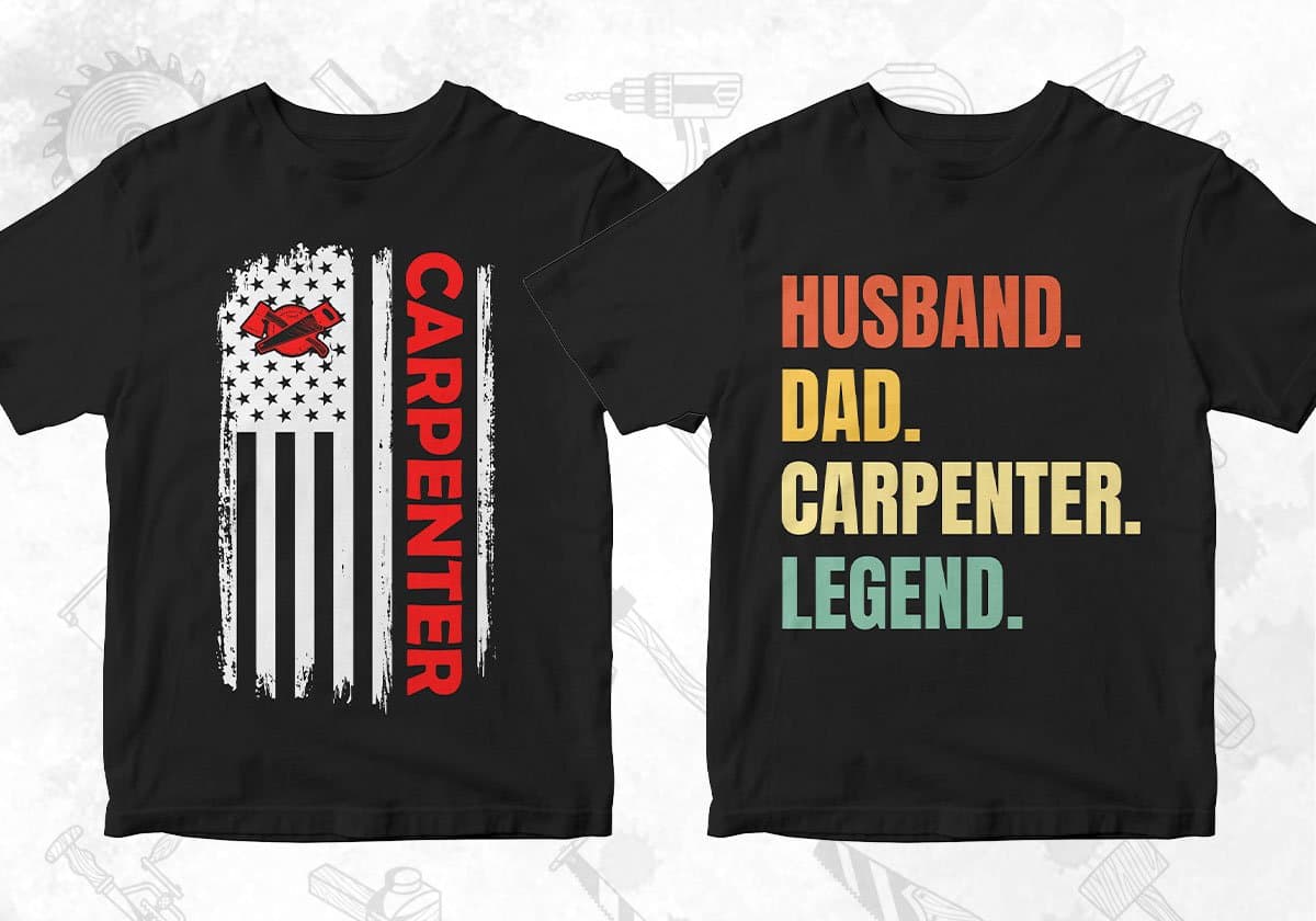 Carpenter 25 Editable T-shirt Designs Bundle