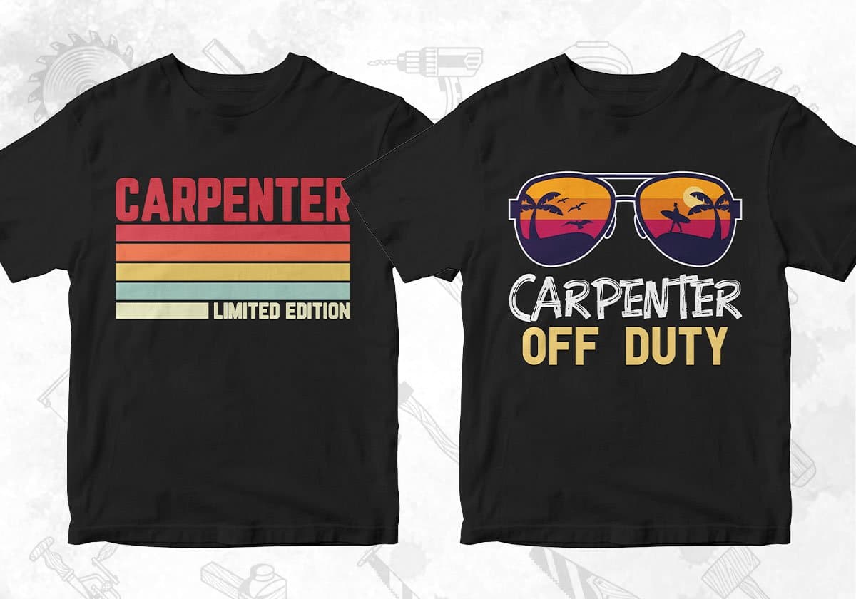 Carpenter 25 Editable T-shirt Designs Bundle