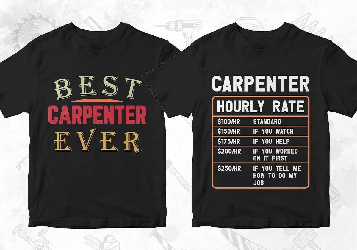 Carpenter 25 Editable T-shirt Designs Bundle