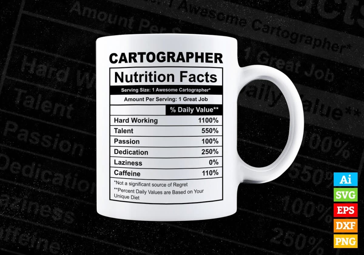 Cartographer Nutrition Facts Editable Vector T-shirt Design in Ai Svg Files