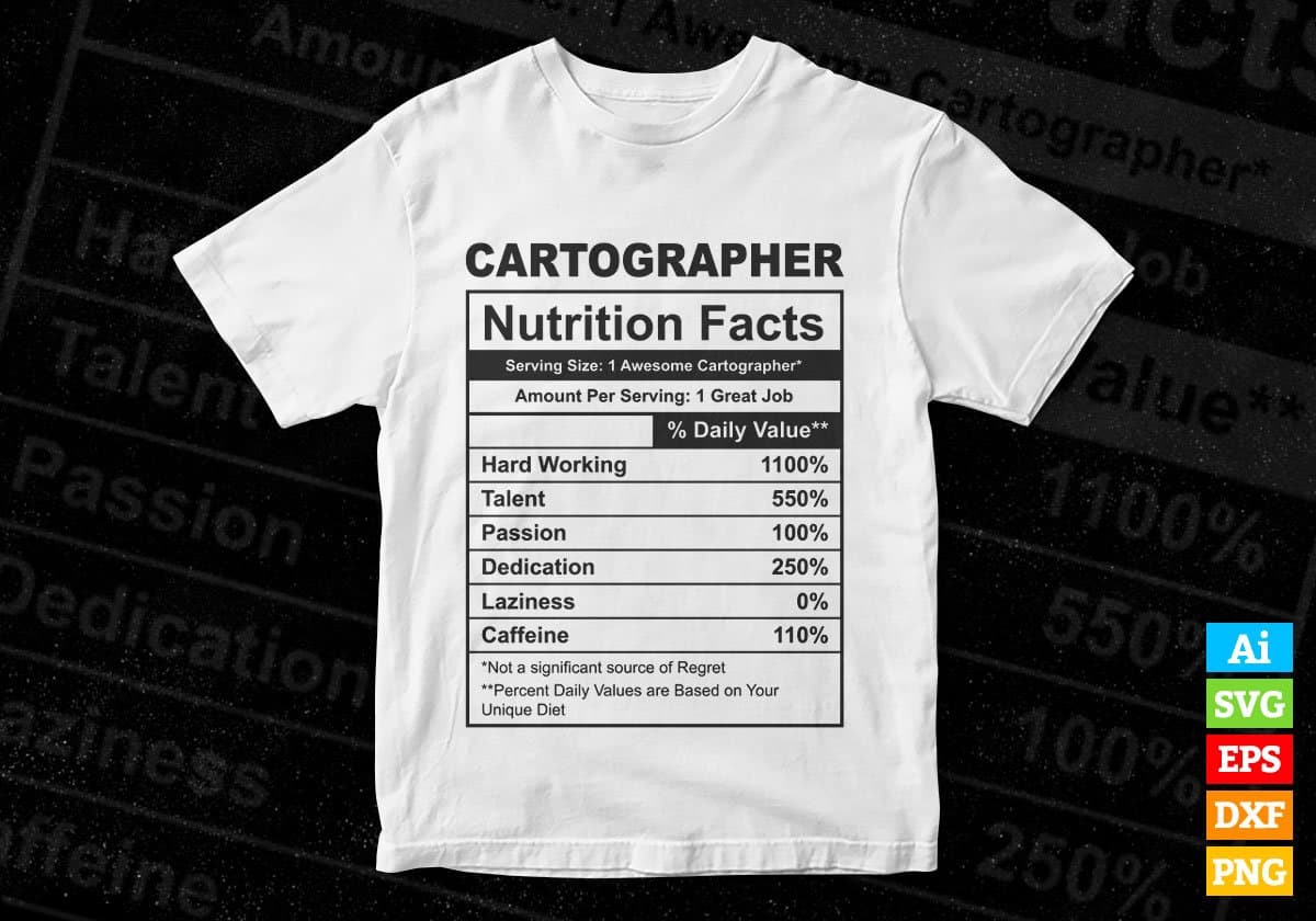 Cartographer Nutrition Facts Editable Vector T-shirt Design in Ai Svg Files