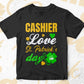 Cashier Love St. Patrick's Day Editable Vector T-shirt Designs Png Svg Files
