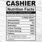 Cashier Nutrition Facts Editable Vector T shirt Design In Svg Png Printable Files