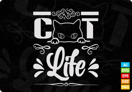 Cat Life Animal T shirt Design In Svg Png Cutting Printable Files