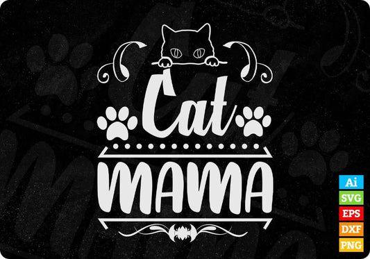 Cat Mama Animal T shirt Design In Svg Png Cutting Printable Files