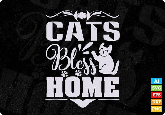 Cats Bless Home Animal T shirt Design In Svg Png Cutting Printable Files