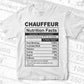 Chauffeur Nutrition Facts Editable Vector T-shirt Design in Ai Svg Files