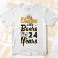 Cheers and Beers to 24 Years Birthday Editable vector T-shirt Design in Ai Svg Files