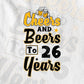 Cheers and Beers to 26 Years Birthday Editable vector T-shirt Design in Ai Svg Files