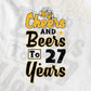 Cheers and Beers to 27 Years Birthday Editable vector T-shirt Design in Ai Svg Files