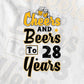 Cheers and Beers to 28 Years Birthday Editable vector T-shirt Design in Ai Svg Files