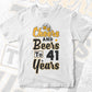 Cheers and Beers To 41 Years Birthday Editable Vector T-shirt Design in Ai Svg Files