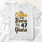 Cheers and Beers To 47 Years Birthday Editable Vector T-shirt Design in Ai Svg Files