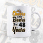 Cheers and Beers To 48 Years Birthday Editable Vector T-shirt Design in Ai Svg Files