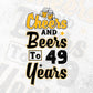 Cheers and Beers To 49 Years Birthday Editable Vector T-shirt Design in Ai Svg Files