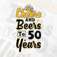 Cheers and Beers To 50 Years Birthday Editable Vector T-shirt Design in Ai Svg Files