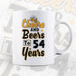 Cheers and Beers To 54 Years Birthday Editable Vector T-shirt Design in Ai Svg Files