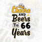 Cheers and Beers To 66 Years Birthday Editable Vector T-shirt Design in Ai Svg Files