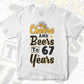 Cheers and Beers To 67 Years Birthday Editable Vector T-shirt Design in Ai Svg Files