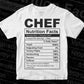 Chef Nutrition Facts Editable Vector T shirt Design In Svg Png Printable Files