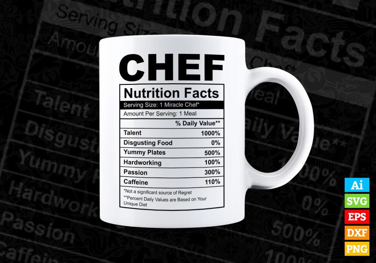 Chef Nutrition Facts Editable Vector T shirt Design In Svg Png Printable Files