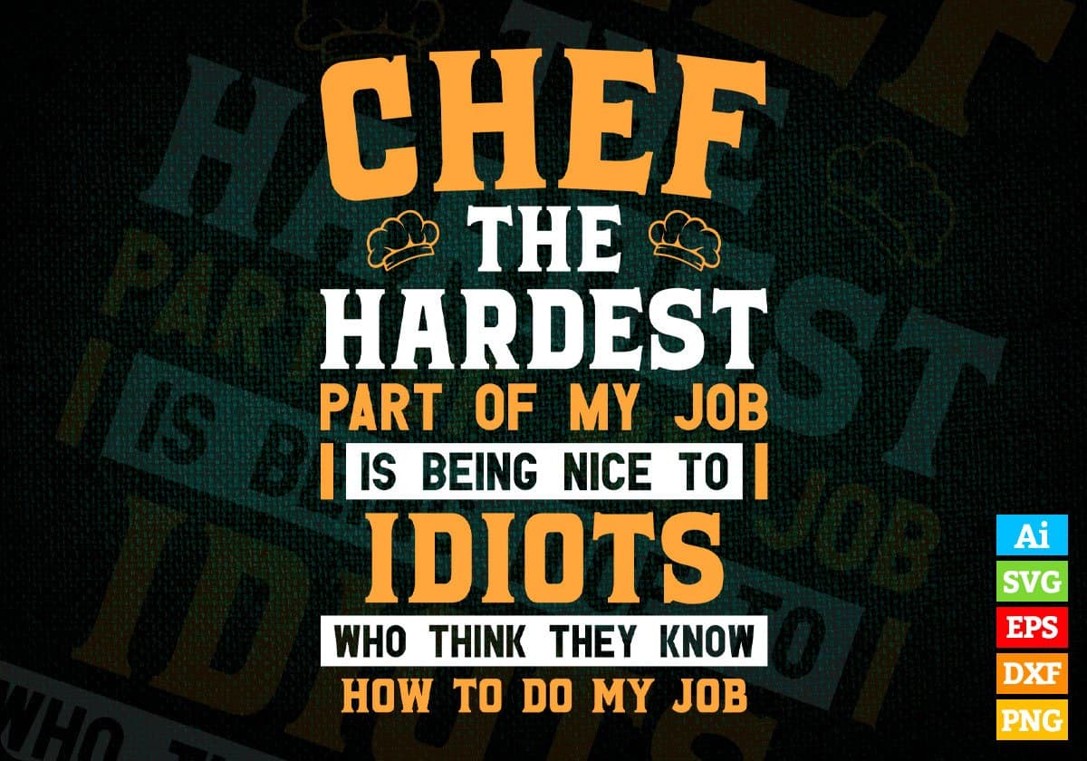 Chef The Hardest Part Of My Job Is Being Nice To Idiots Editable Vector T shirt Designs In Svg Printable Files