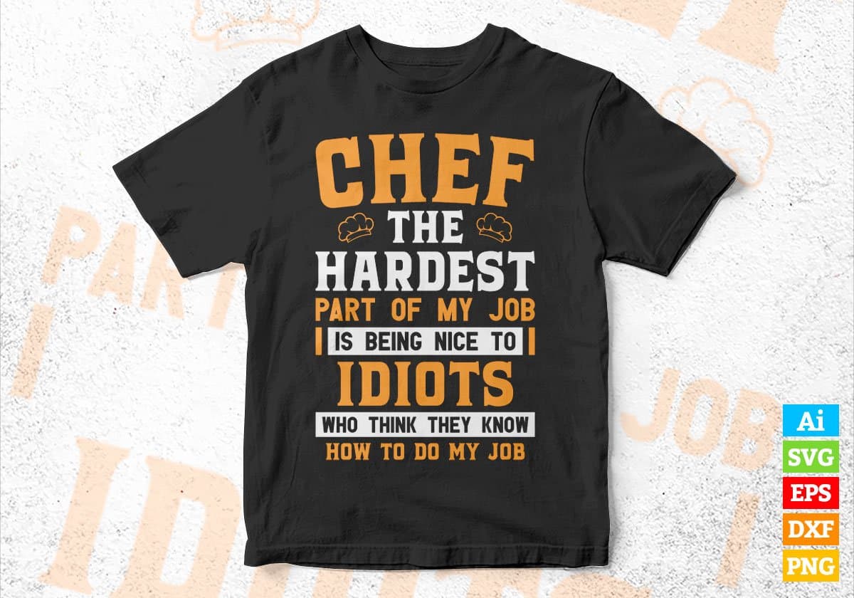 Chef The Hardest Part Of My Job Is Being Nice To Idiots Editable Vector T shirt Designs In Svg Printable Files