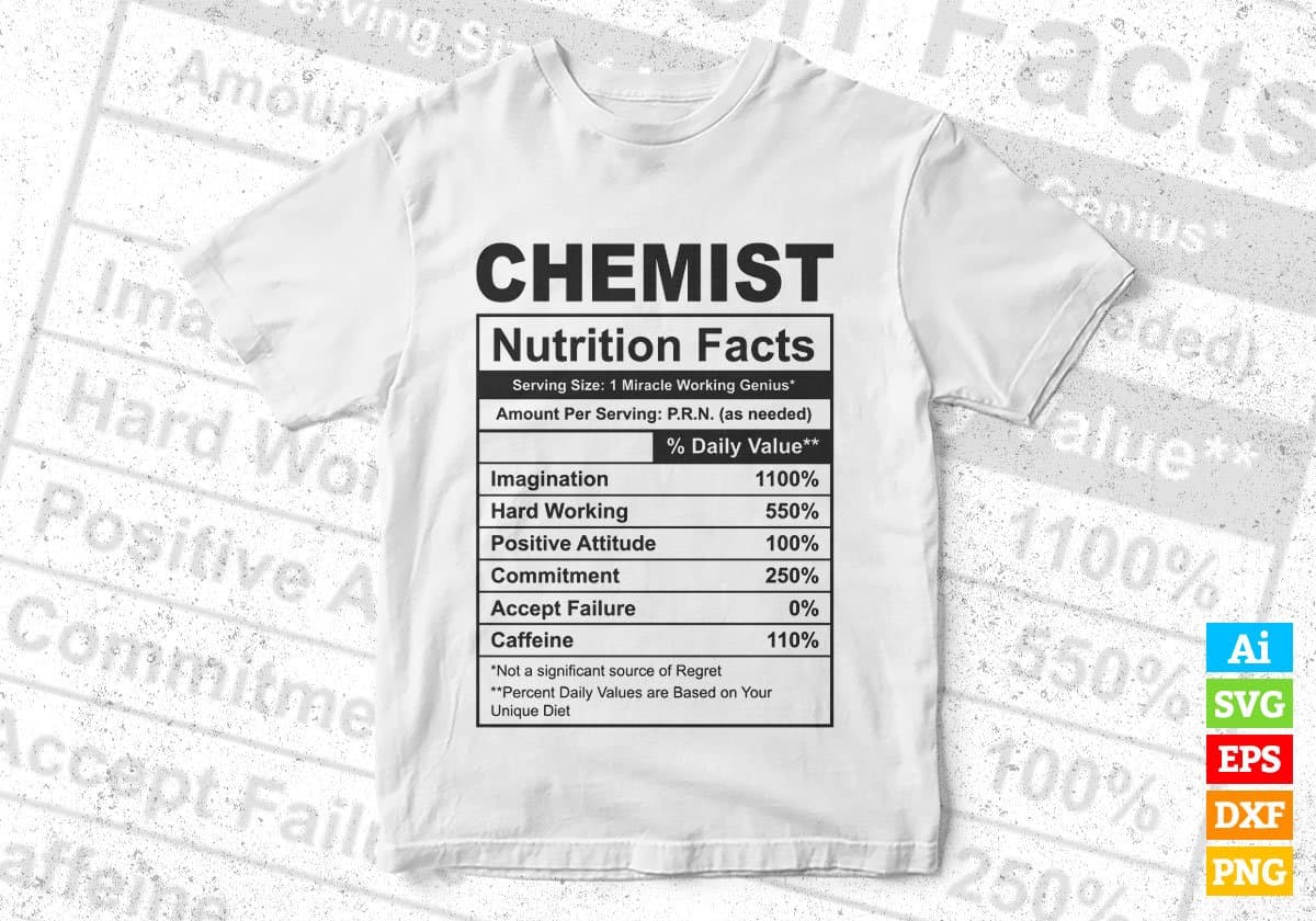 Chemist Nutrition Facts Editable Vector T-shirt Design in Ai Svg Files