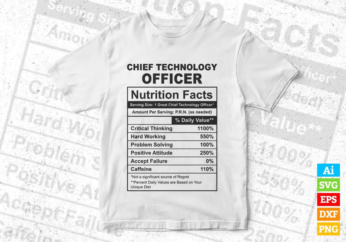 Chief Technology Officer Nutrition Facts Editable Vector T-shirt Design in Ai Svg Files