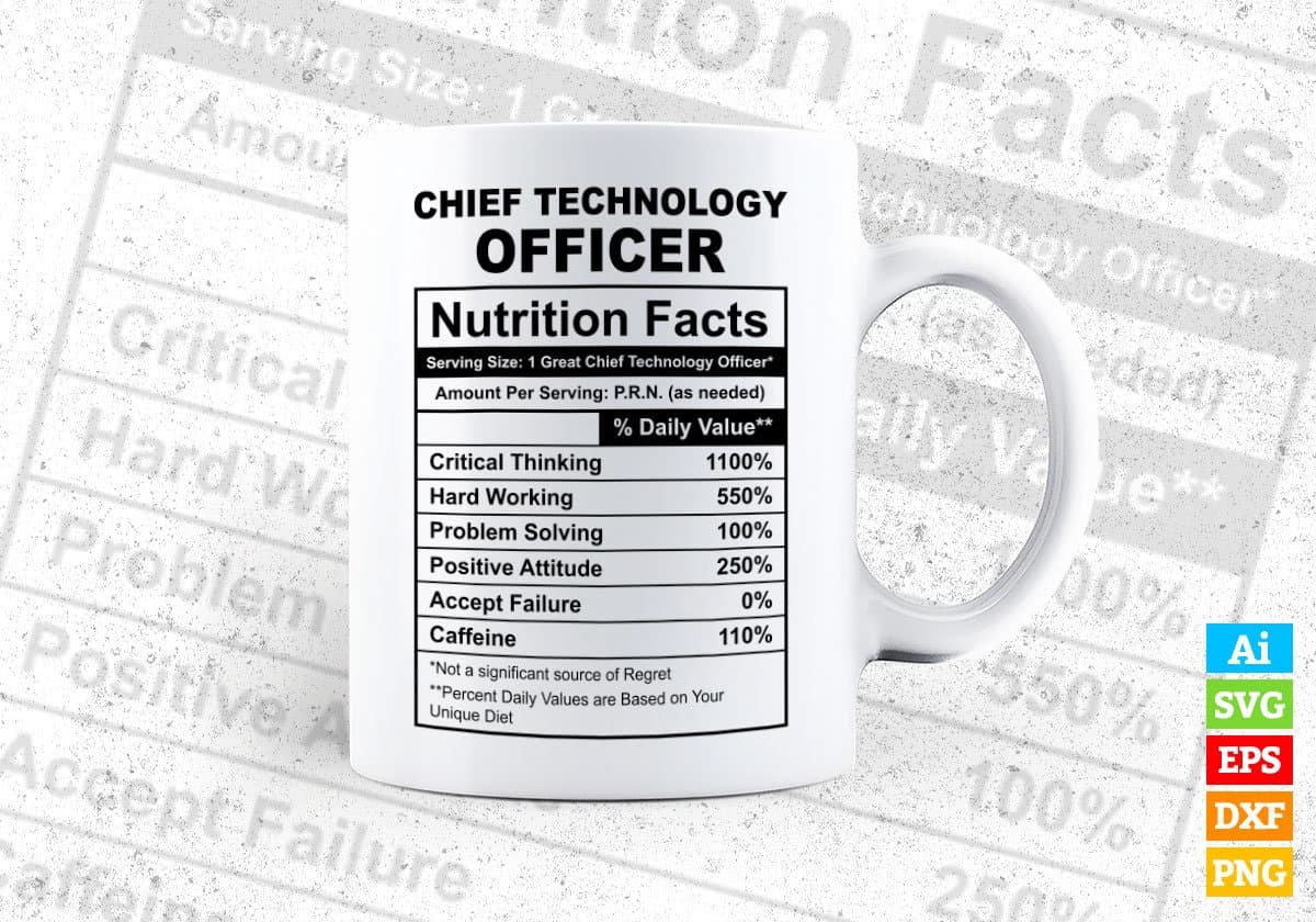 Chief Technology Officer Nutrition Facts Editable Vector T-shirt Design in Ai Svg Files