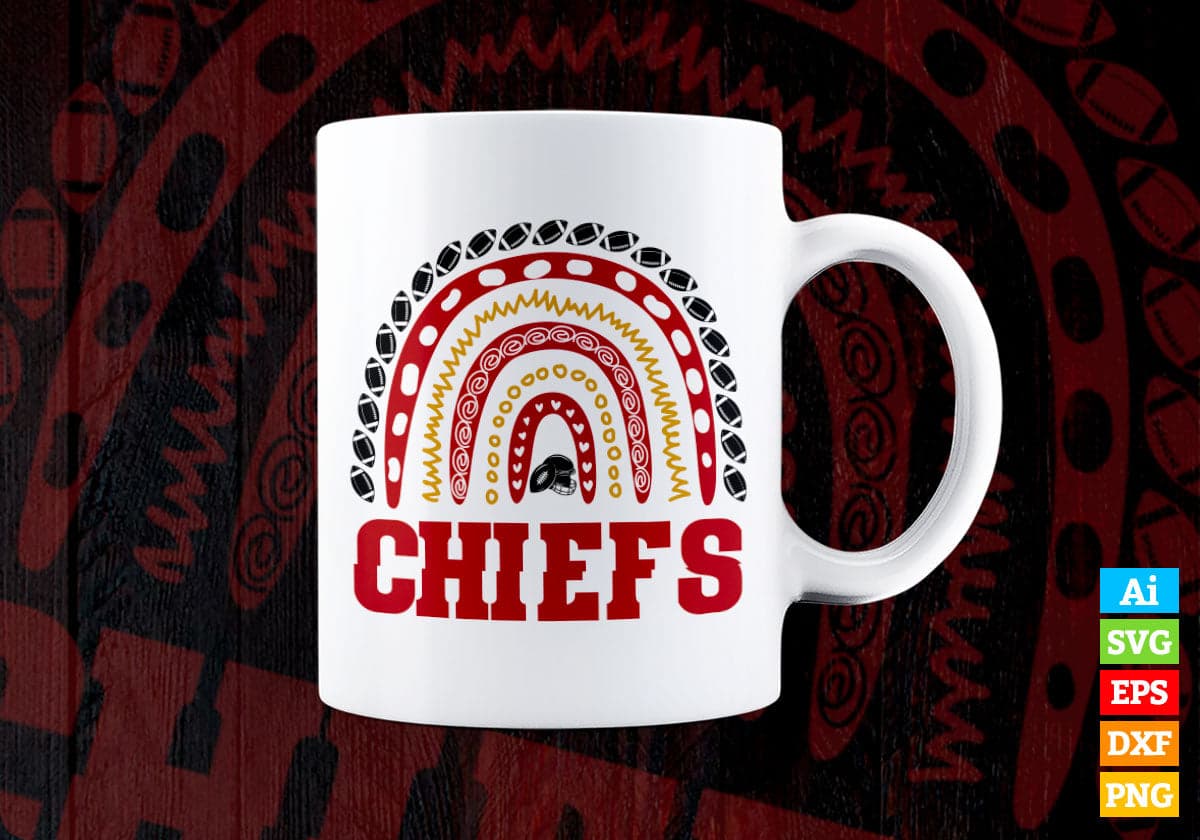 Chiefs American Football Editable Vector T-shirt Design in Ai Png Svg Cutting Printable Files